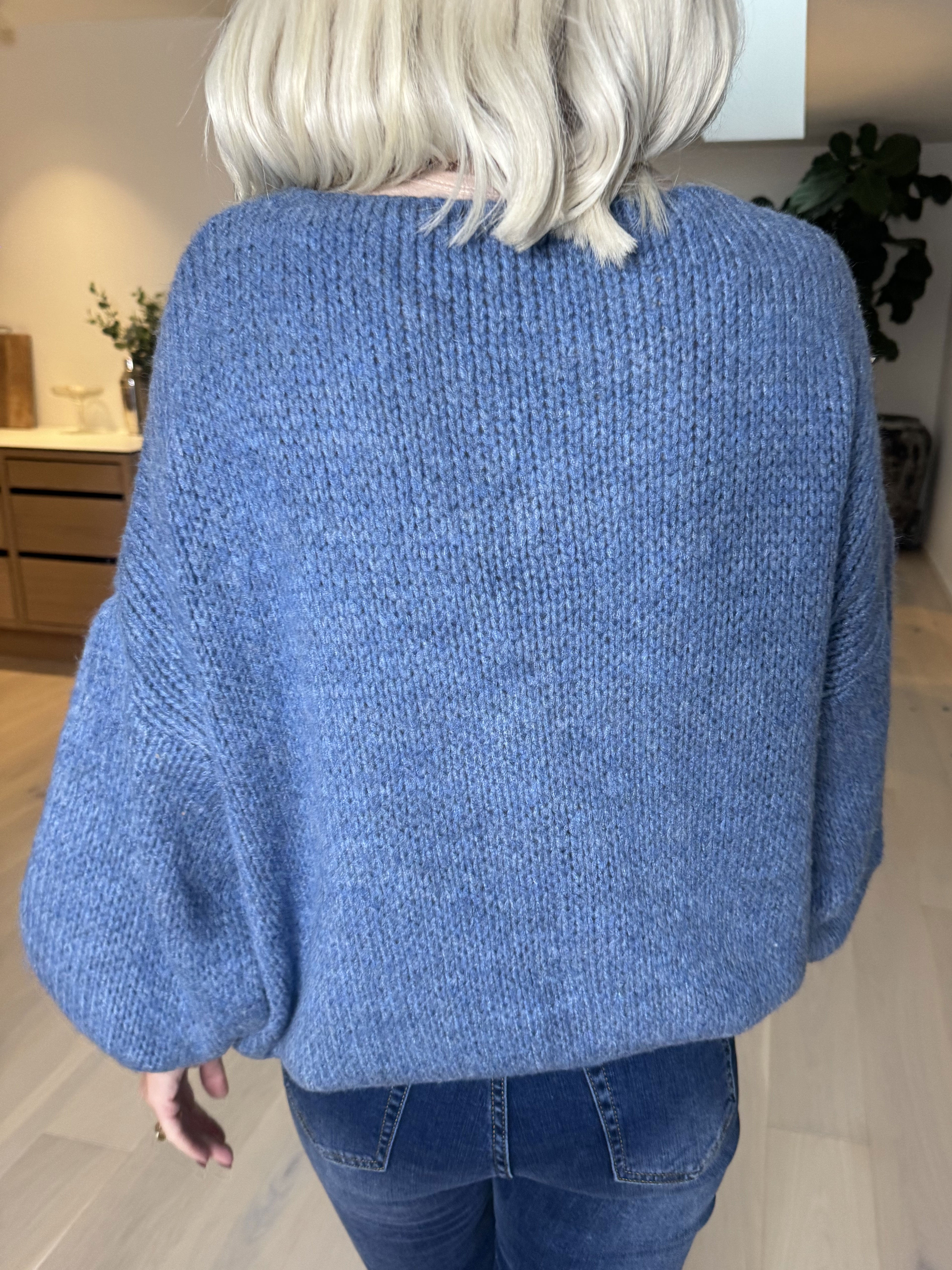 Kimberly - Söt tjock stickad kofta med rosetter